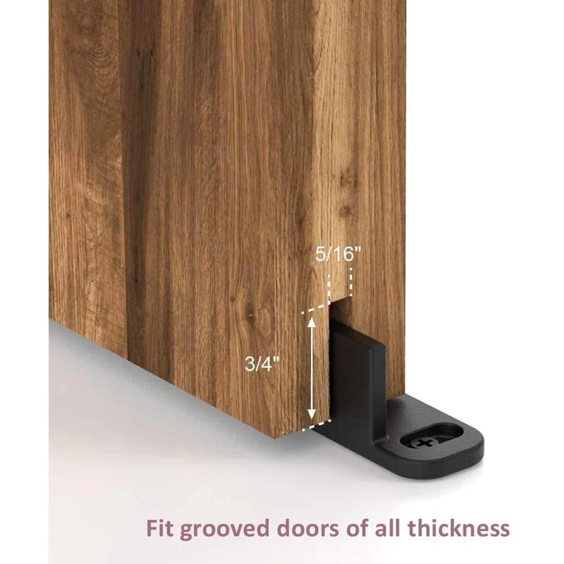 HERACLES No Groove Adjustable Sliding Door Guide, Bottom Floor Guide, Barn Door Floor Guide Floor Mount, Bypass Door Guide, Black Plastic With Screws(2Sets)