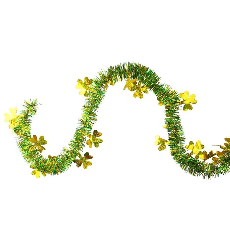 Northlight Seasonal 25' Green and Gold St. Patrick Day Irish Shamrock Garland - Unlit