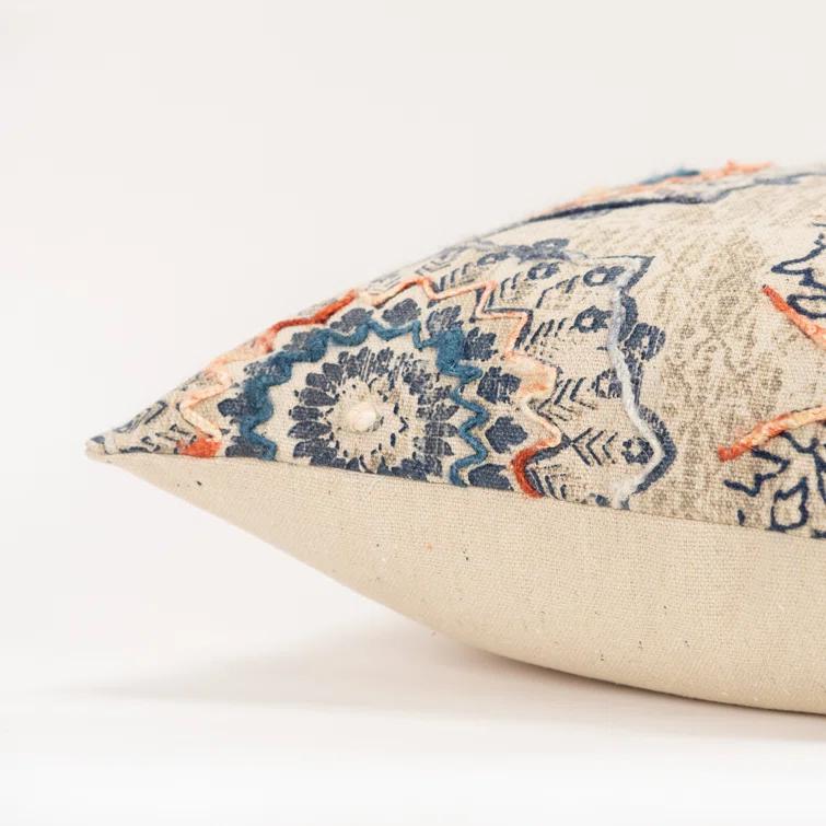 Rizzy Home Reclaimed Sari Silks Embroidered Cotton Throw Pillow