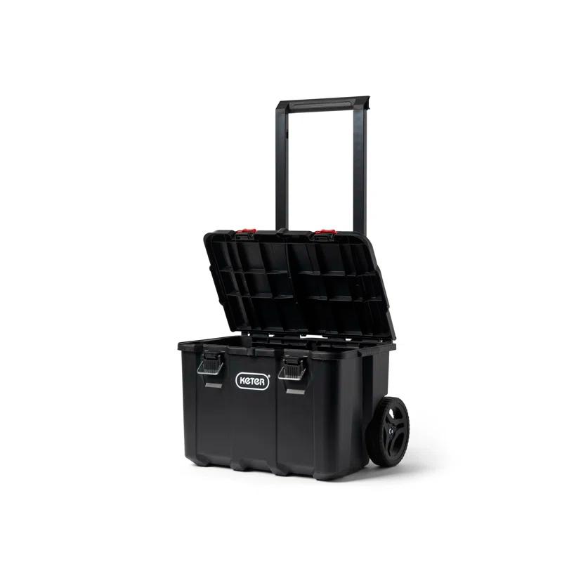 Keter Keter Stack-n-Roll 3 Piece Durable Resin Rolling Tool Box System Tool Storage and Organization Ideal For Garage and DIY, Black