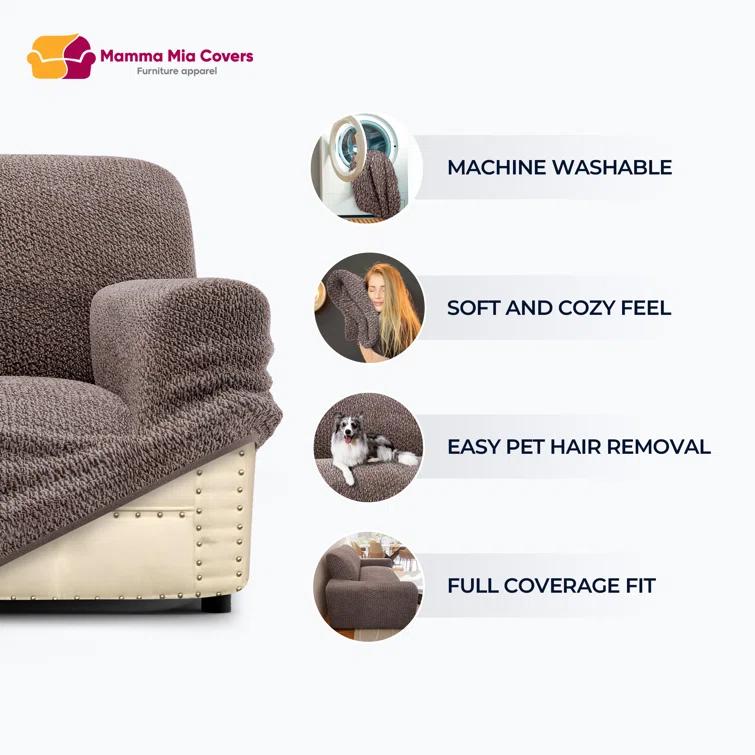 PAULATO by GA.I.CO. Stretchy Slipcover for Corner Sofa - Soft to Touch & Easy to Clean - Velvet Collection