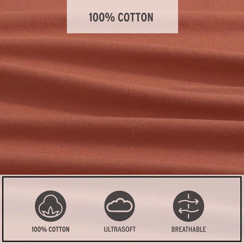 Eddie Bauer Eddie Bauer Solid Brushed Percale Cotton Sheet Set