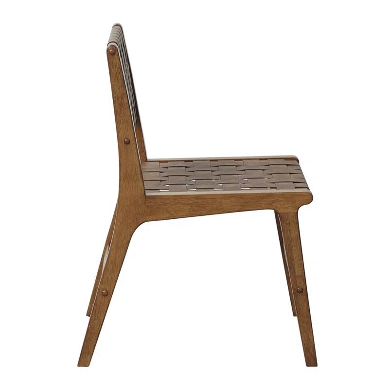 Hokku Designs Faux Leather Woven Dining Chairs Set Of 2