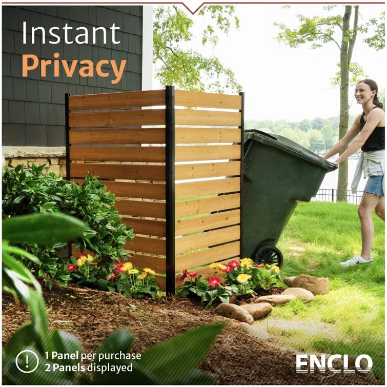 Enclo 5ft H x 3.2ft W (1 Panel) No Dig Enclo Concord Cedar Wood Privacy Screen, Great to Hide Trash Cans, Decorative Patio Privacy Screen, Outdoor Privacy Fence Panel, Air Conditioner Fence, EC18022