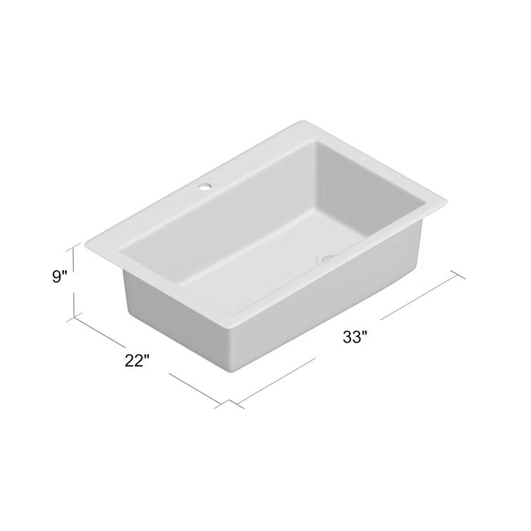Karran Karran Drop-in Quartz Composite 33'' X 22'' 1-Hole Single Bowl Kitchen Sink QT-670-BI
