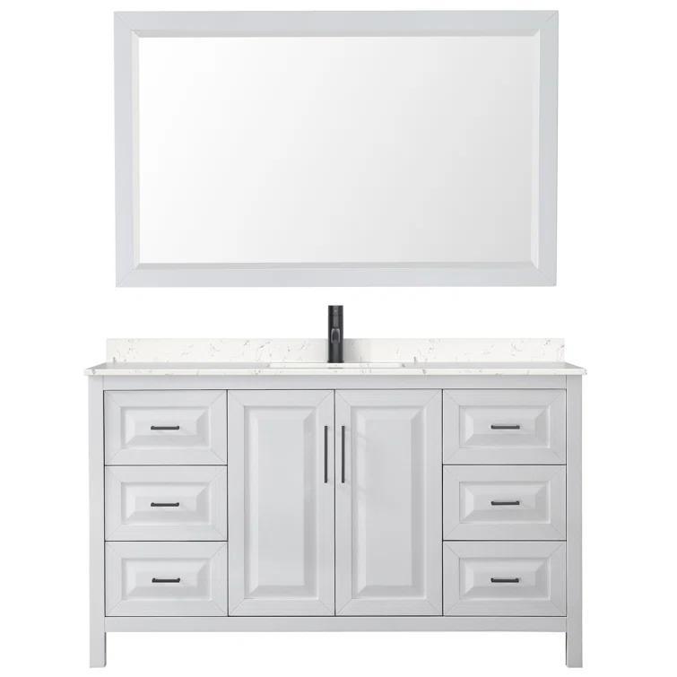 Wyndham Collection Daria 60'' Single Bathroom Vanity with Marble Top with Mirror