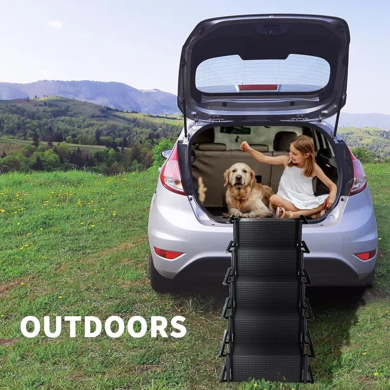 Dog Car Ramp, Portable Dog Steps Ladder, Foldable Dog Stairs With Non-Slip Surface