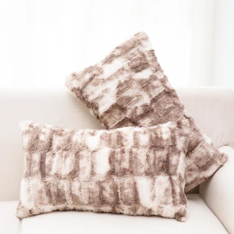 Cheer Collection Geometric Faux Fur Throw Pillow