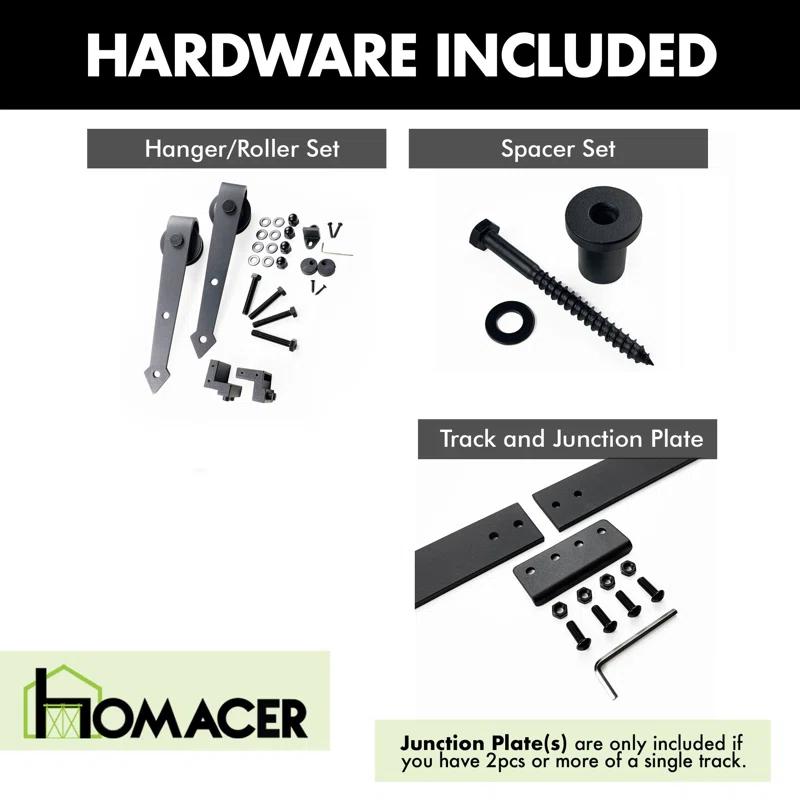 Homacer Black Rustic Arrow Design Non-Bypass Single Track One Door Hardware Kit( Door Not Included)