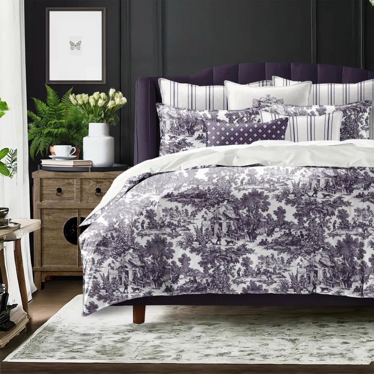 6ix Tailors Fine Linens Au Village Toile Eggplant