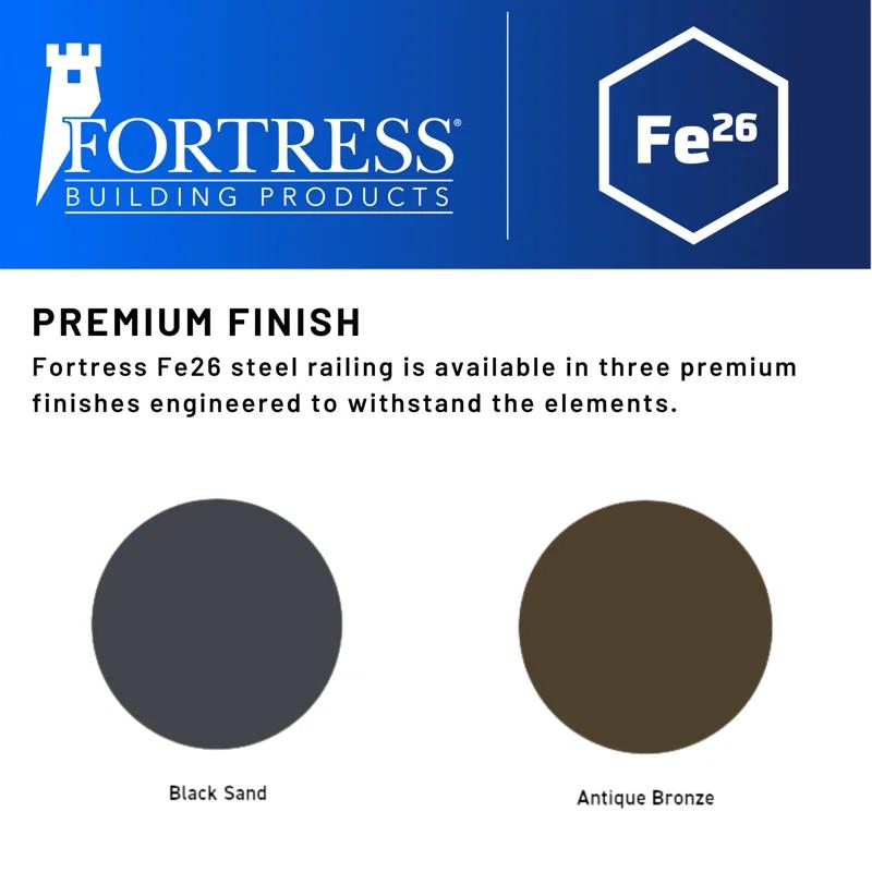 Fortress Building Products Fe26 2 in. x 45.5 in. Steel Railin.g Lin.e Post with Brackets | Wayfair