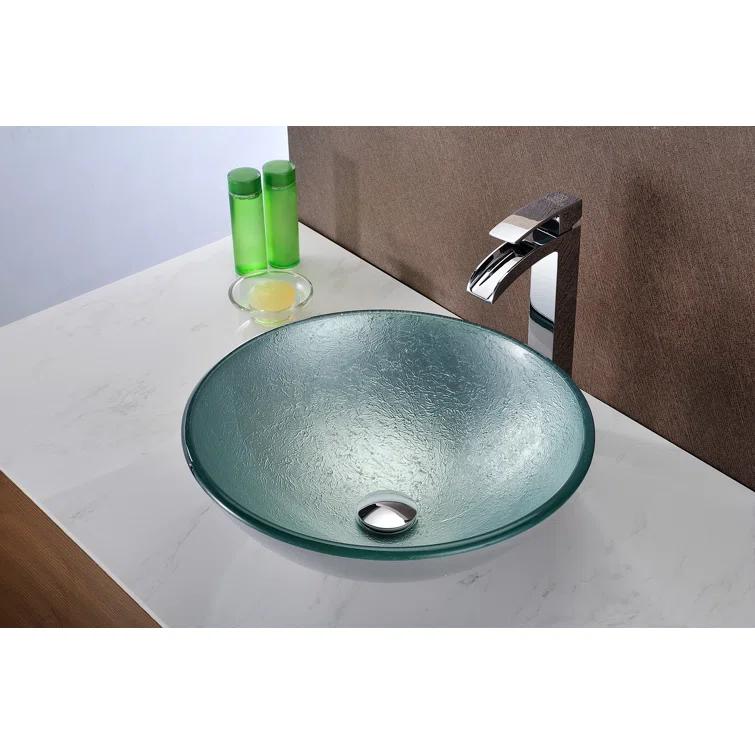 ANZZI Spirito Silver/Green Circular Vessel Bathroom Sink LS-AZ055