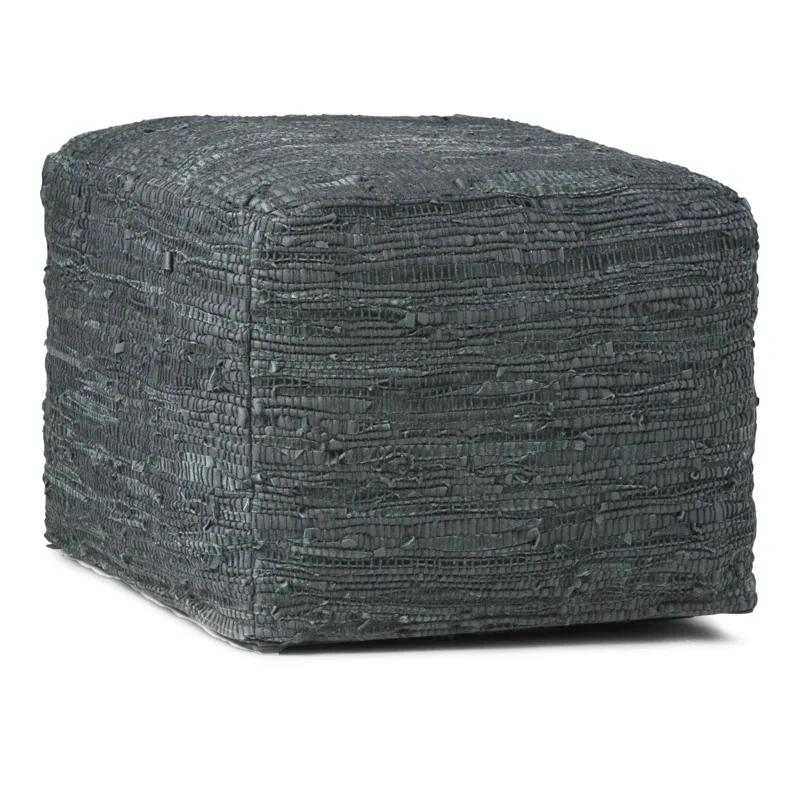 Simpli Home Fredrik 18"W Genuine Buffalo Leather Square Pouf & Reviews | Wayfair