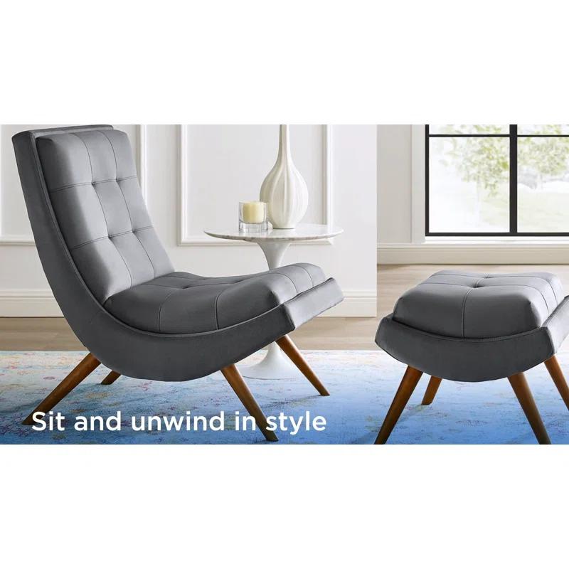 Modway Ramp Upholstered Performance Velvet Lounge Chair and Ottoman Set by Modway