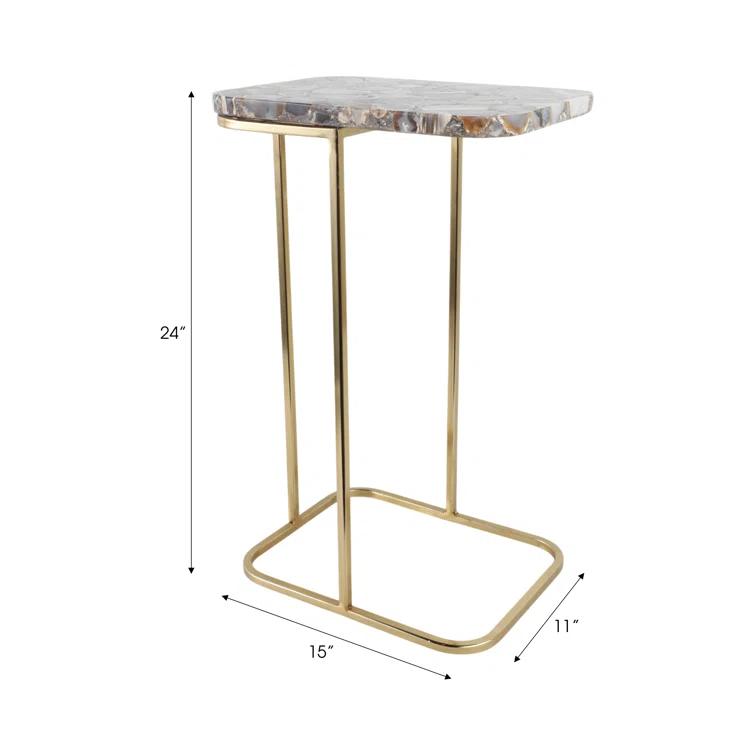 Sagebrook Home 24X15" Agate Top C-Table, White/Gold & Reviews | Perigold