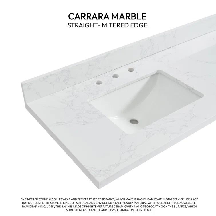 Vinnova Jaen 73'' Stone Double Bathroom Vanity Top with Sink