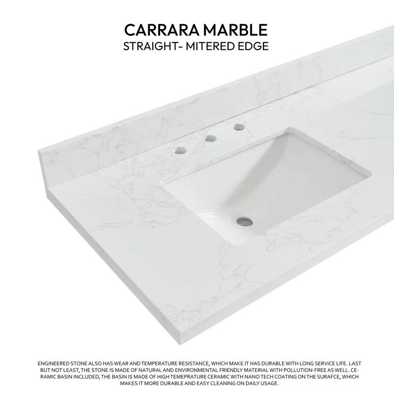 Vinnova Jaen 73'' Stone Double Bathroom Vanity Top with Sink