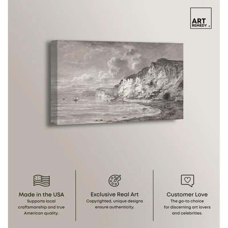 Art Remedy Cliffs along Normandy Coast Canvas Vintage Art Prints by Art Remedy