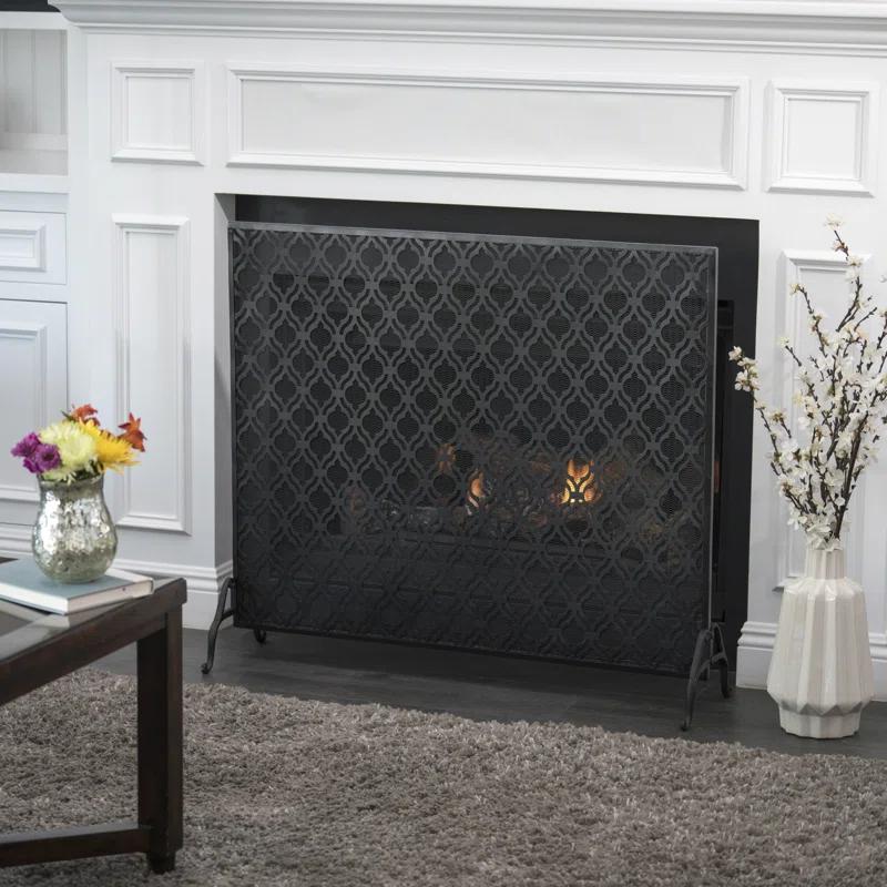 Fleur De Lis Living Tennison 1 Panel Iron Fireplace Screen