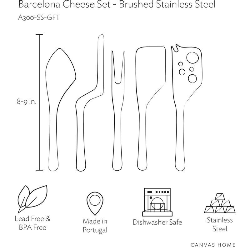 Barcelona 5 Piece Stainless Steel Cheese Serving Set