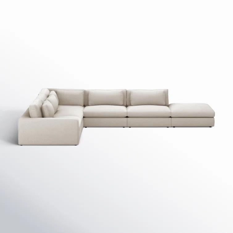 Cresswell Corner Sectional Sofa - Off White / 5-Piece / Left-Facing with Ottoman