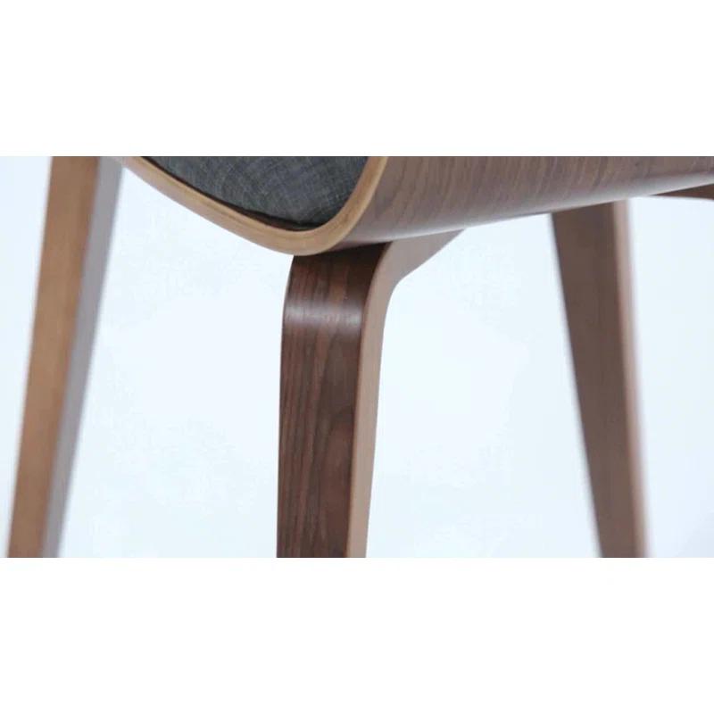 Lowell Bentwood Upholstered Dining Chair with Curved Backrest in Mid-Century Modern Style