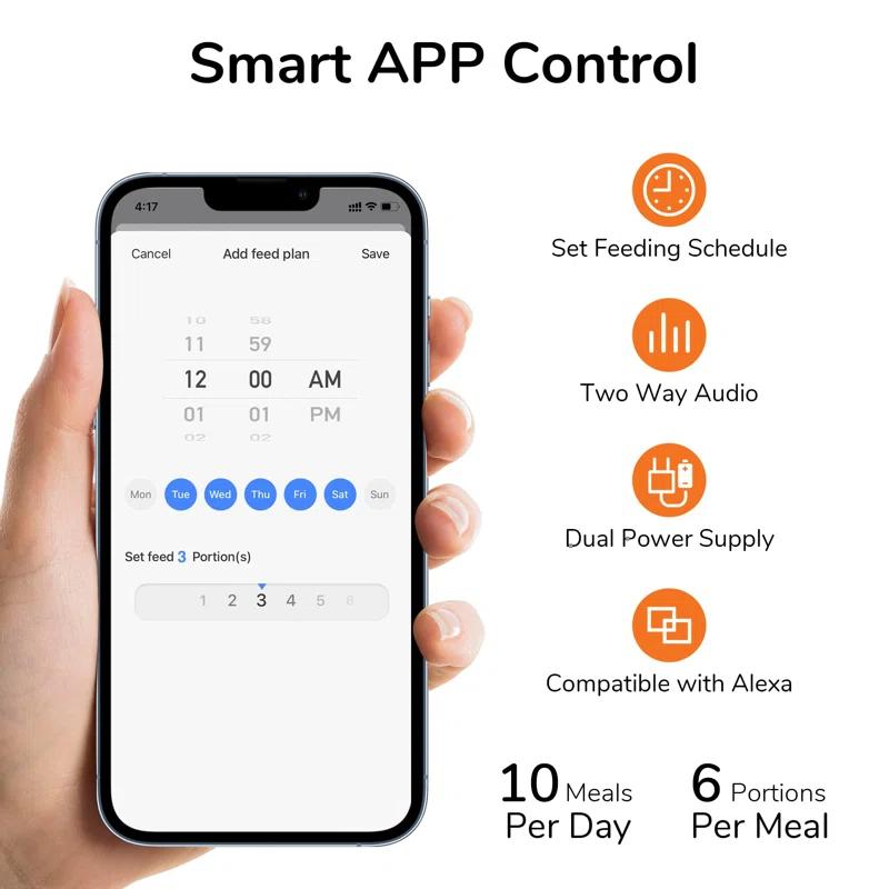 Automatic Cat Feeder, 2 In 1 Automatic Pet Feeders With Camera And Audio, Support DIY Meals And Timed Control Wifi Cat Food Dispenser, Suit For Cat And Dog