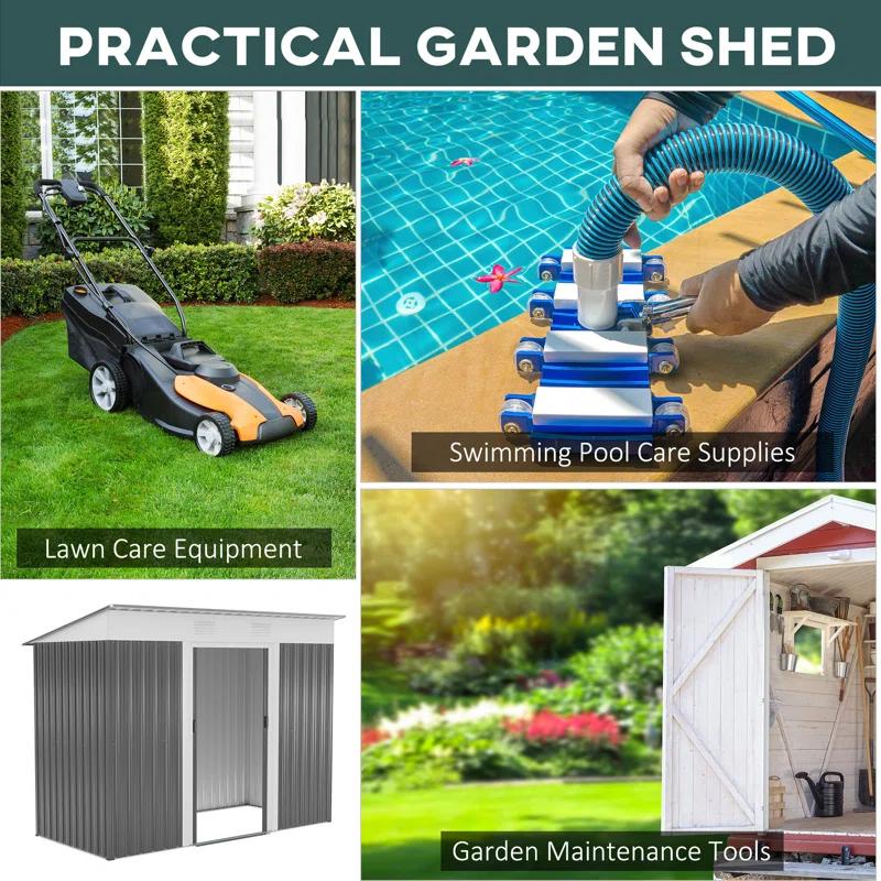 Outsunny Backyard  3.6 ft. W x 5.8 ft. D Metal Traditional Storage Shed