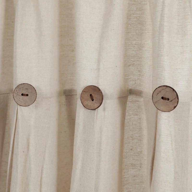 Lush Decor Linen Button Cotton Blend Tailored 29'' W Cafe Curtain (Set of 2)