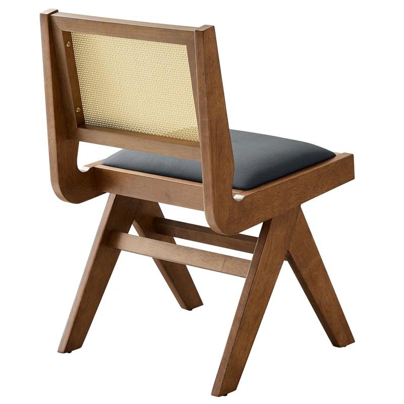 Modway Thera Vegan Leather And Cane Dining Side Chairs Set Of 2