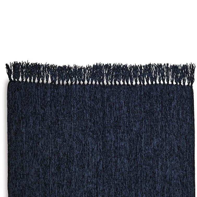 Benjara Emily Throw Blanket Set Of 3, Textured Woven Knotted Fringe, Polyester (Set of 3)