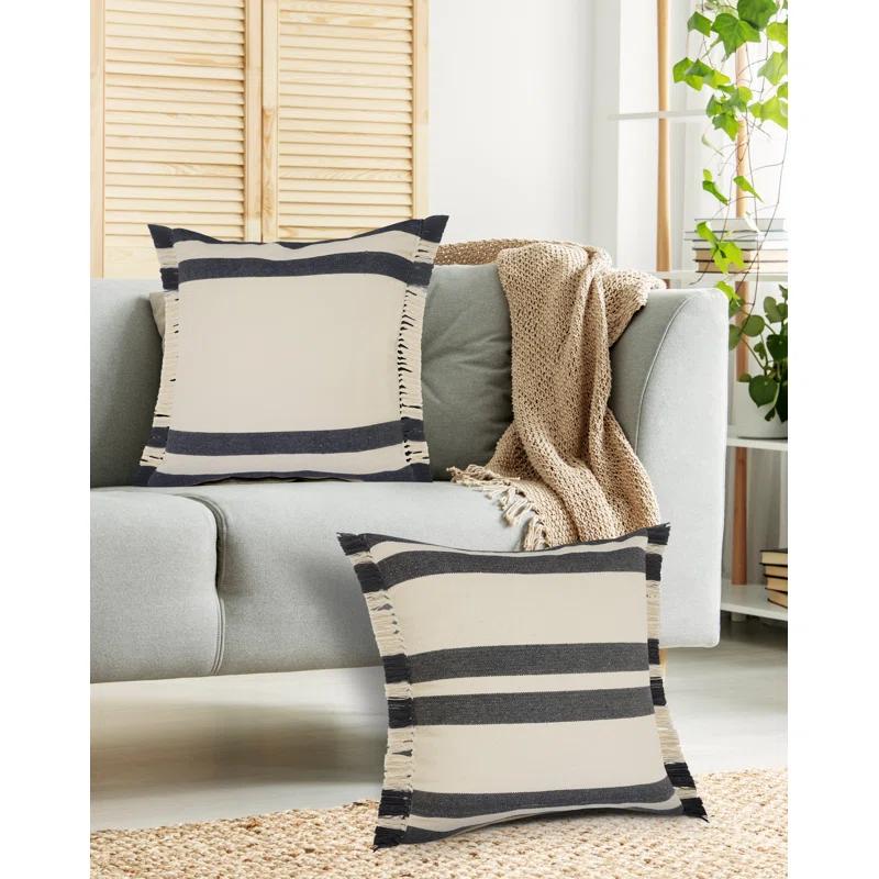 Rajani Home Roznick Fringed Cotton Throw Pillow