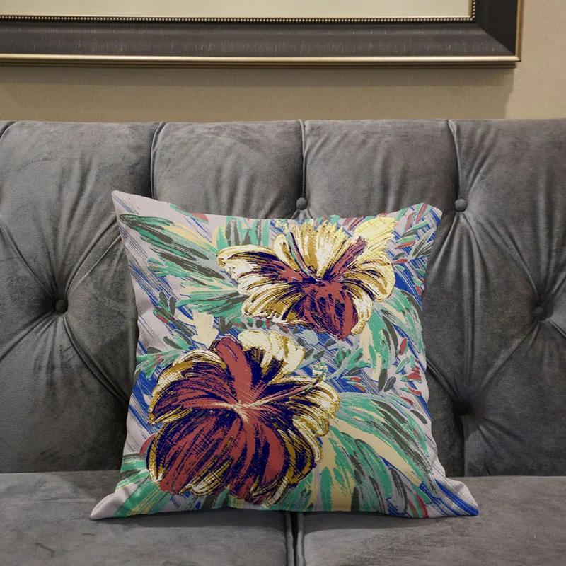 AmritaSen Floral Indoor/Outdoor Reversible Throw Pillow