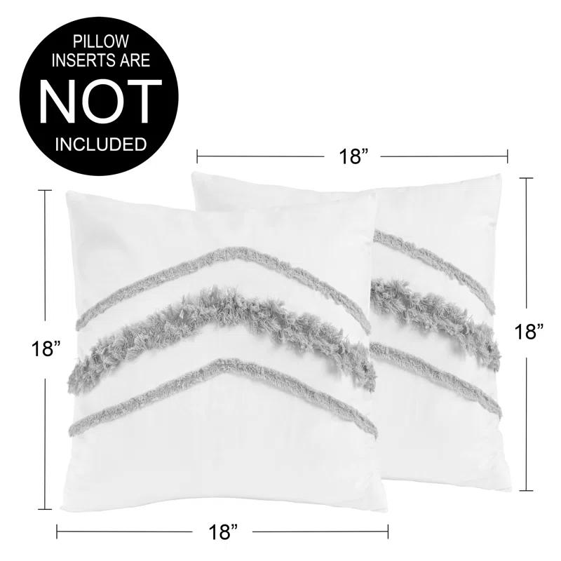 Sweet Jojo Designs Boho Fringe White and Grey Decorative Throw Pillow Covers (Set of 2) by Sweet Jojo Designs (Set of 2)