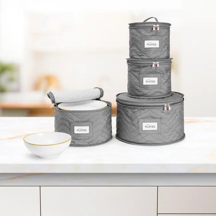 Sorbus 4 Piece Quilted Dinnerware Storage Set