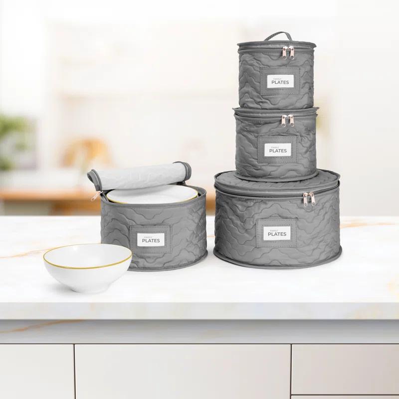 Sorbus 4 Piece Quilted Dinnerware Storage Set