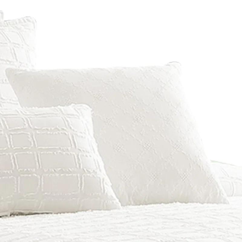 Benjara White Cotton Blend 6 Piece Comforter Set