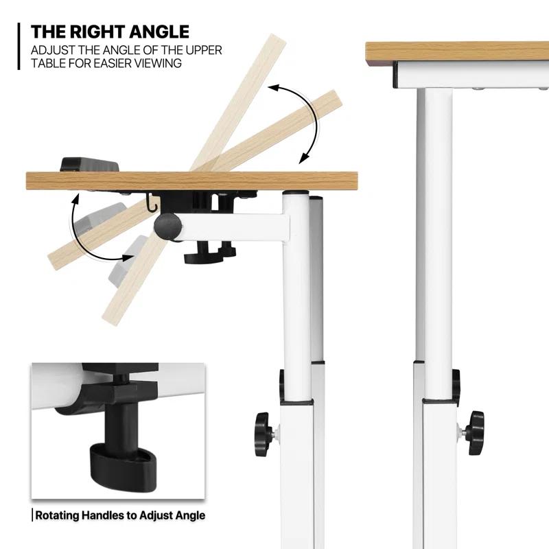 MoNiBloom Mobile Computer Desk Workstation, Rolling Laptop Standing Table with Monitor Shelf and Host Rack