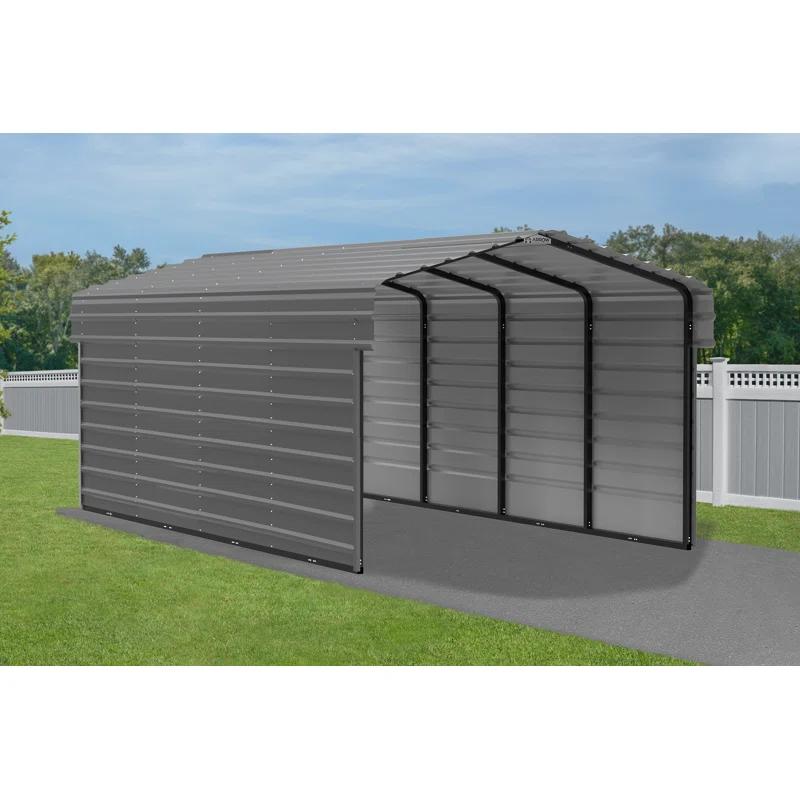 Arrow 10 ft Eggshell Carport with 2-sided Enclosure