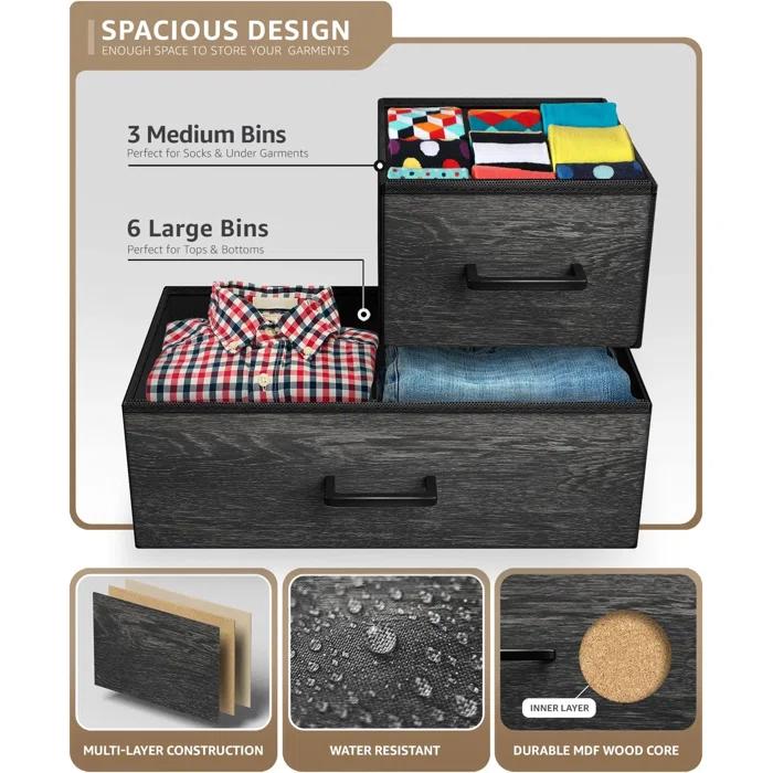Sorbus Sorbus 8 Drawers Dresser with Steel Frame and Wood Top in Rustic