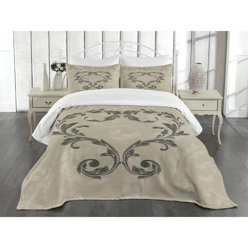 Ambesonne Ambesonne Victorian Bedspread Valentine's Day Taupe Taupe Tan