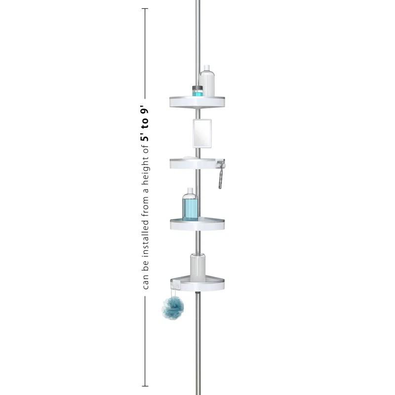 Better Living Products HiRISE 4 Tension Shower Caddy w/Mirror