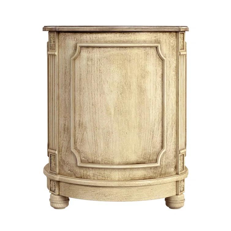 Thurmond Light Brown Round Wood Side Table with Storage