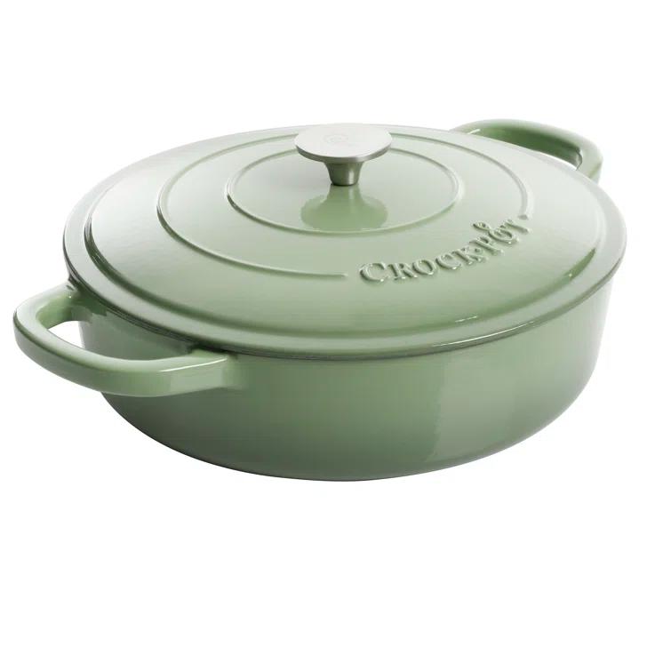 Crock-pot Crock Pot Artisan 5 Quart Round Enameled Cast Iron Braiser Pan With Self Basting Lid In Pistachio Green | Wayfair