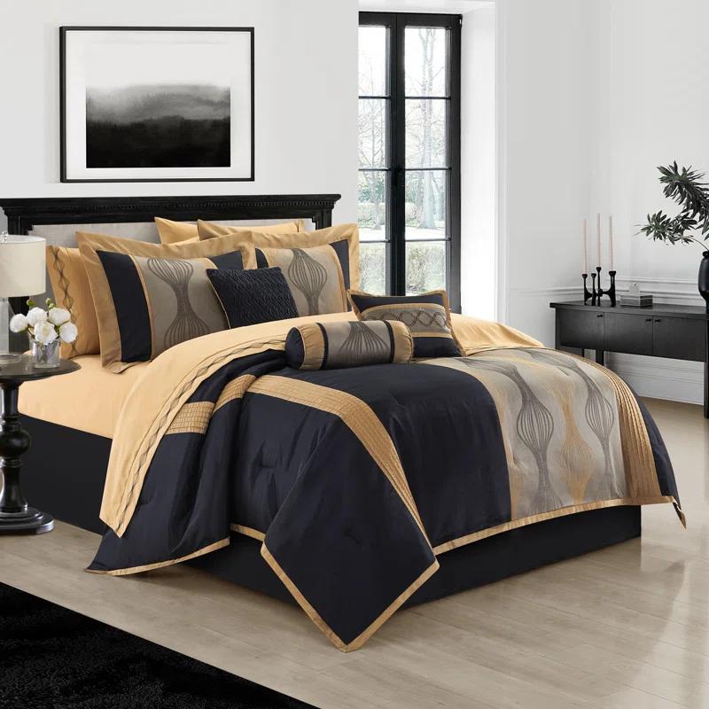 Kath Microfiber Jacquard 15 Piece Comforter Set