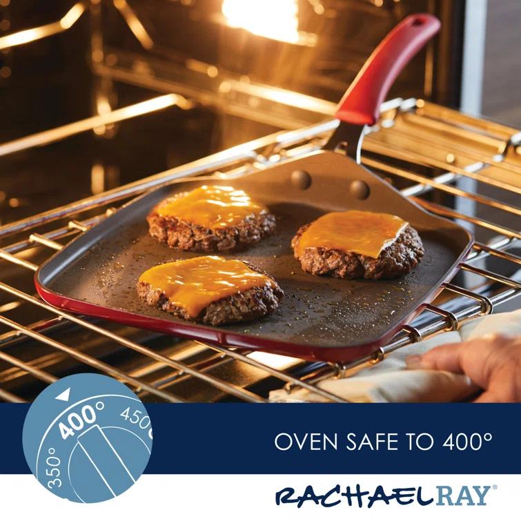 Rachael Ray Rachael Ray Cook + Create Aluminum Nonstick Square Stovetop Griddle Pan, 11-Inch