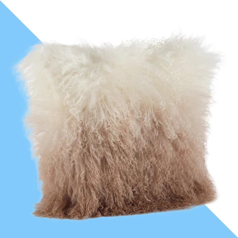 Saro Mongolian Lamb Pillows Abstract Throw Pillow