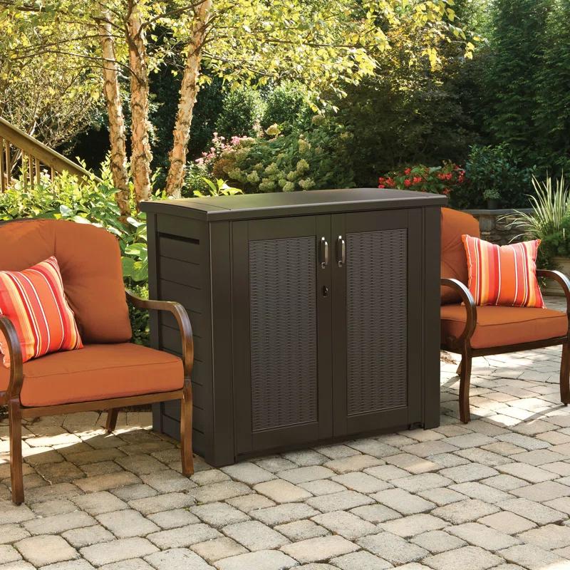 CG INTERNATIONAL TRADING 123 Gallon Water Resistant Lockable Deck Box in Brown | Wayfair