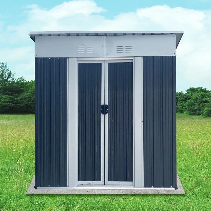 GZMWON 5X3 Feet Small Mini Outdoor Storage Sheds Pent Roof With Aluminum Alloy Frame And Sliding Door