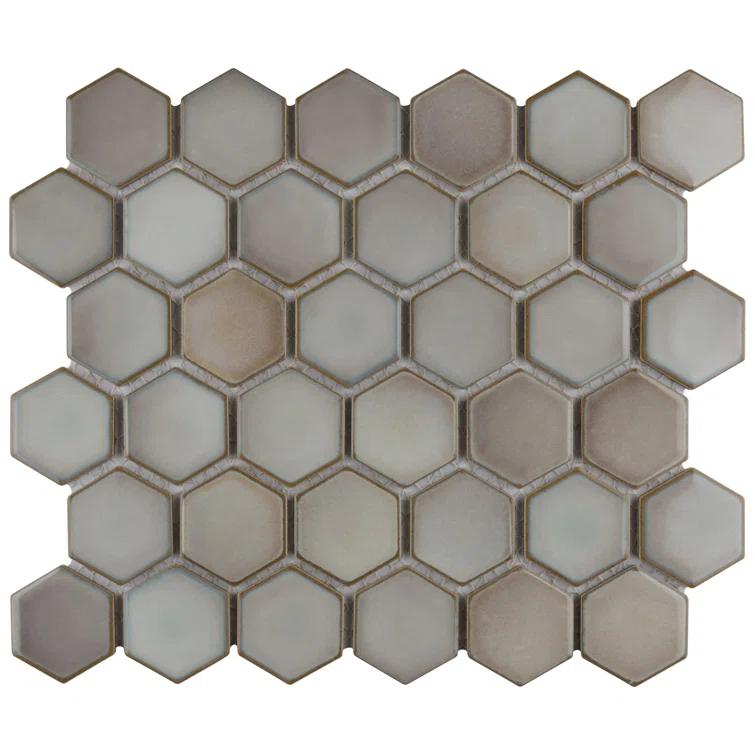 Merola Tile Hudson Due 2" Hex 10-7/8 " x 12-5/8 " Porcelain Mosaic Floor and Wall Tile